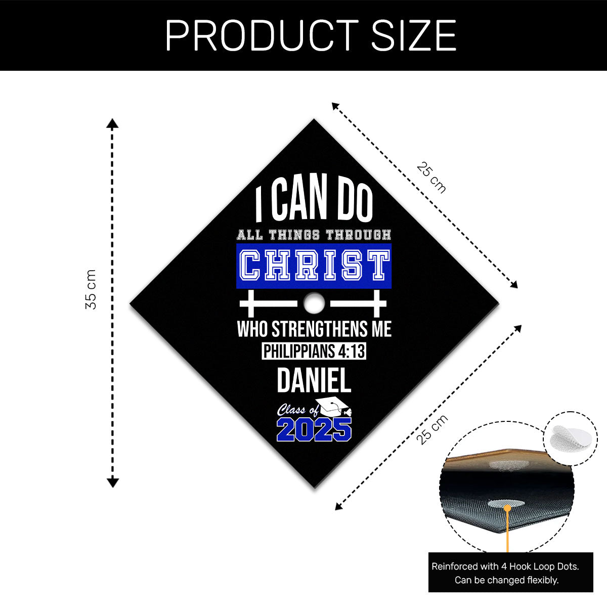 I Can Do All Things Through Christ | Personalized Graduation Cap Topper