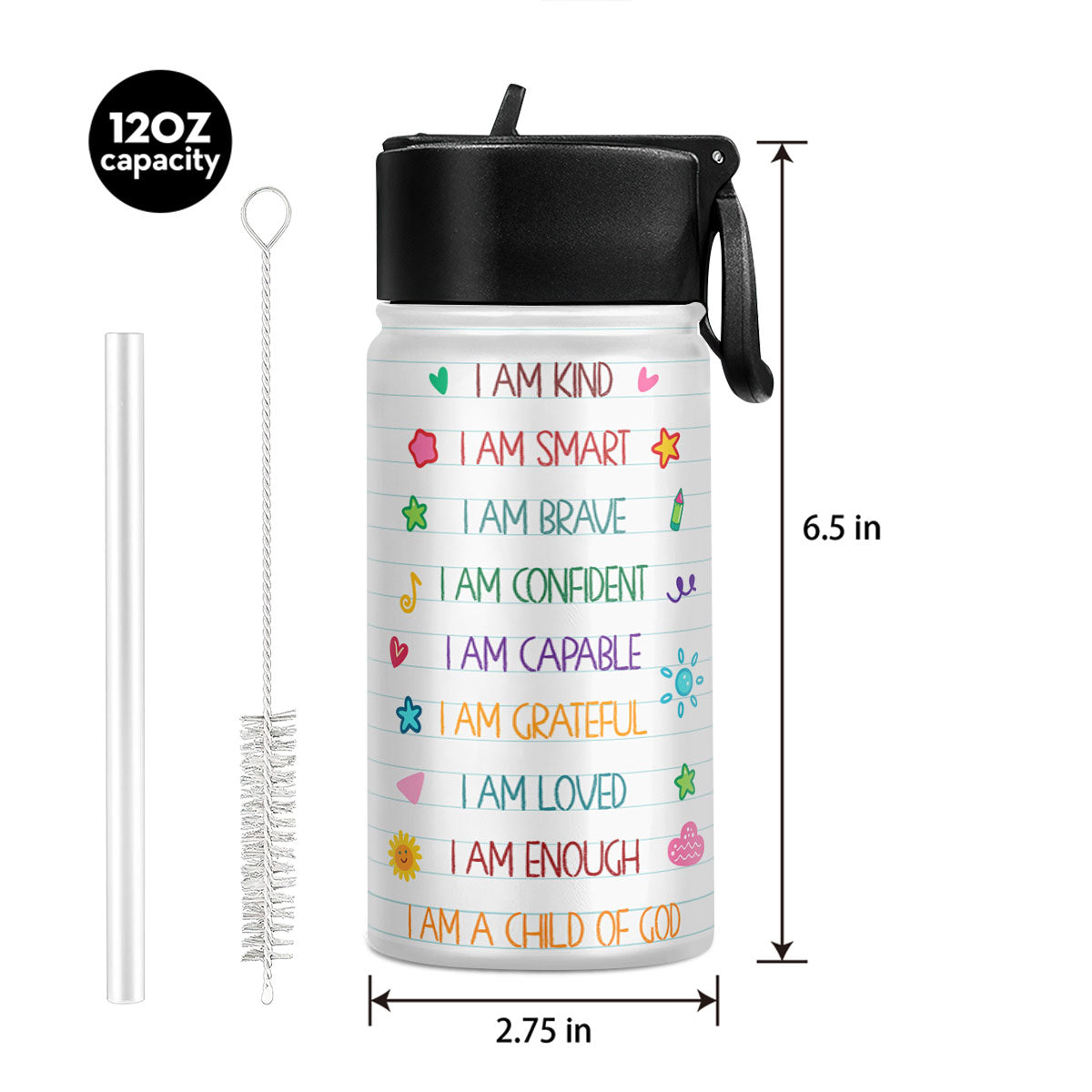 I Am A Child Of God | Personalized Kids Stainless Steel Water Bottle