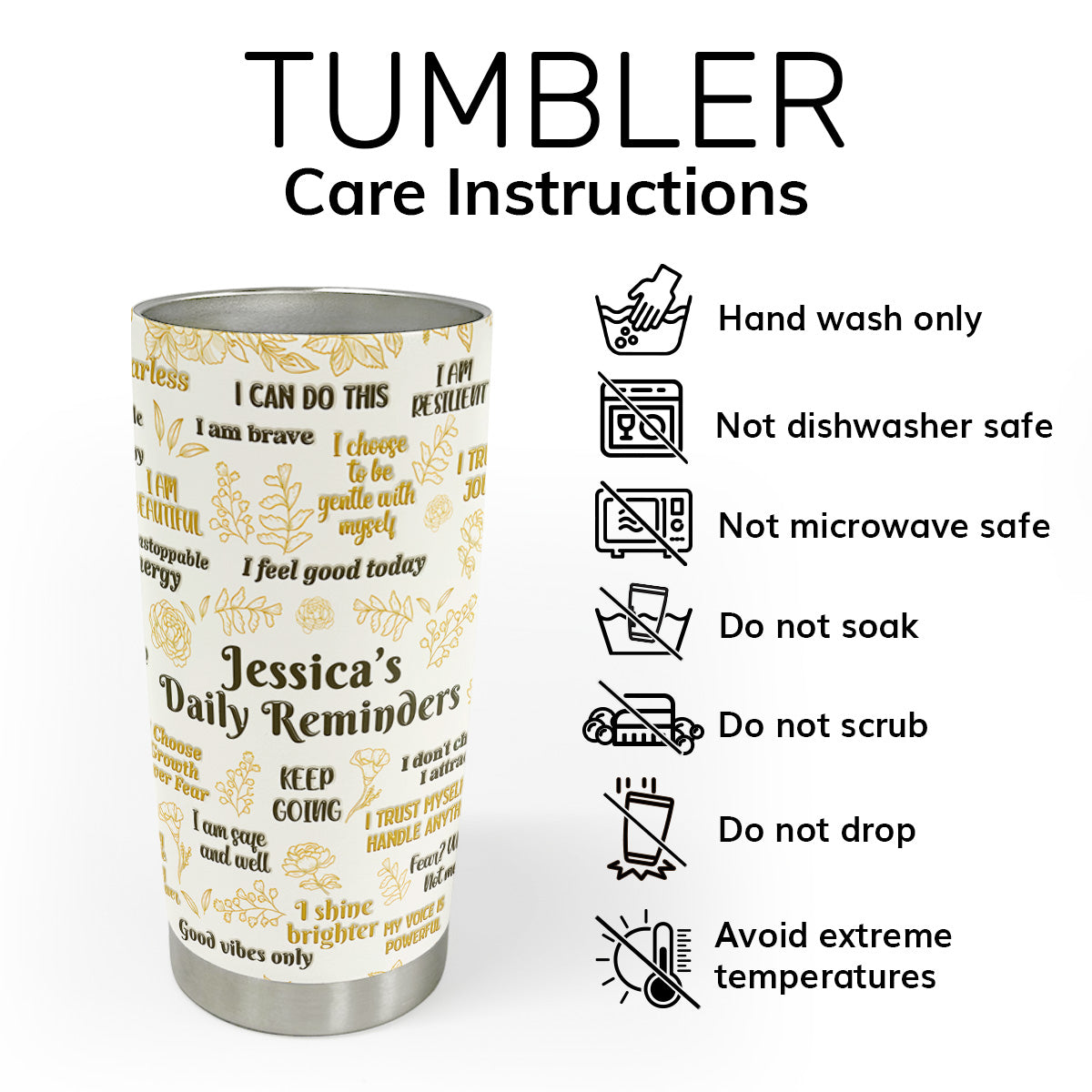 My Daily Affirmations | Personalized Stainless Steel Tumbler