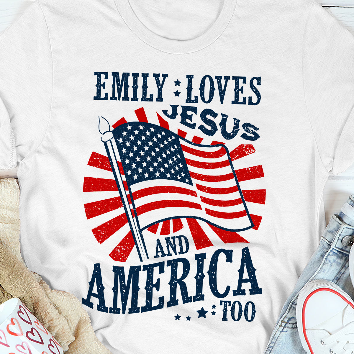 Loves Jesus And America Too | Personalized 2D Unisex T-shirt