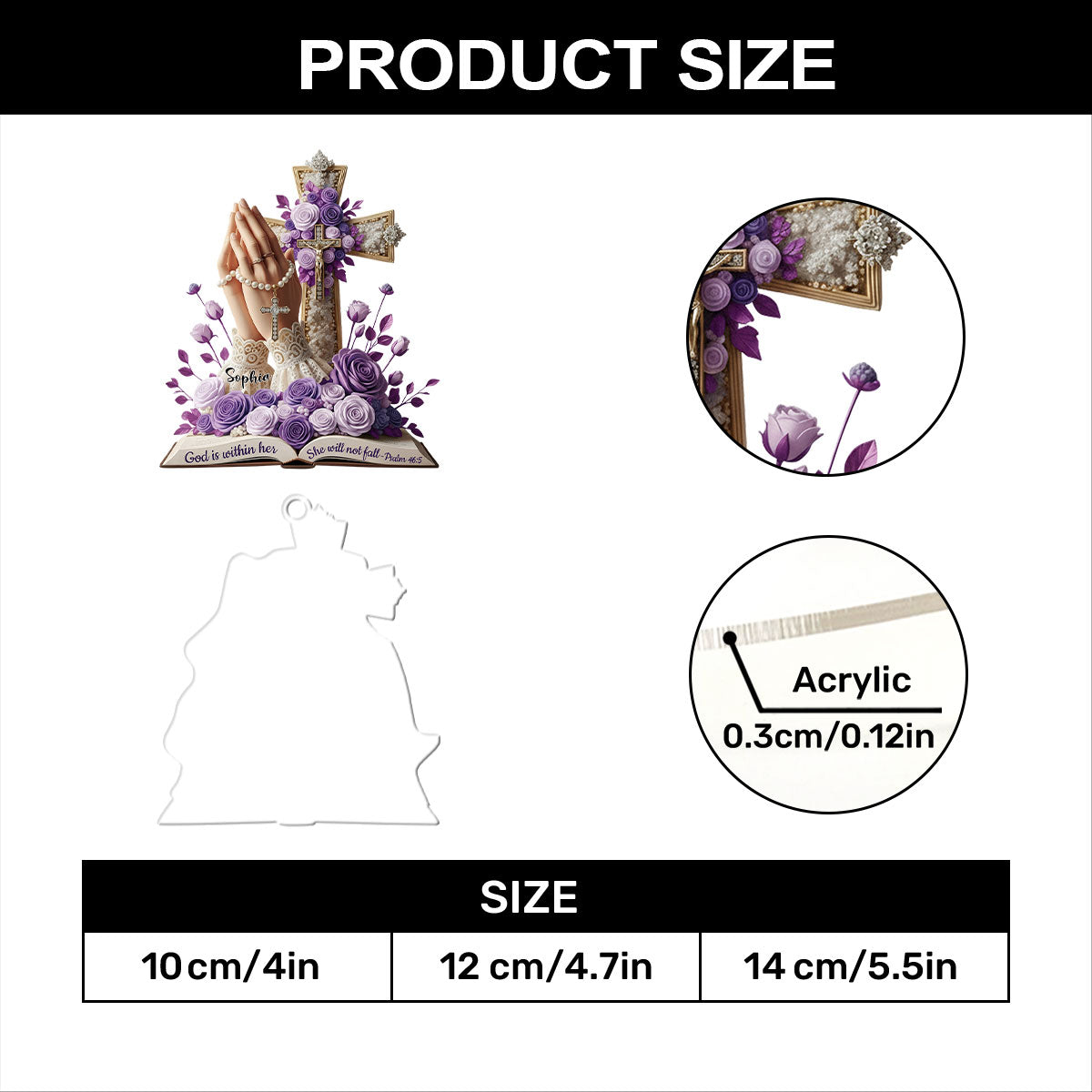 God Is Within Her She Will Not Fall | Personalized 1-Layer Acrylic Ornament