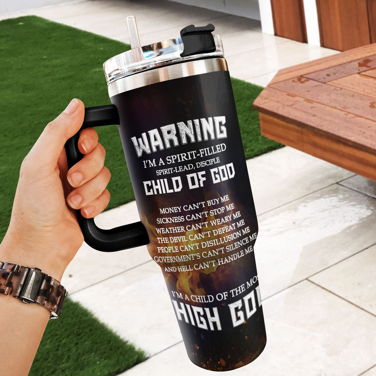 Warning I'm A Child Of God | Personalized Stainless Steel Tumbler JSSSTHLPA1481L