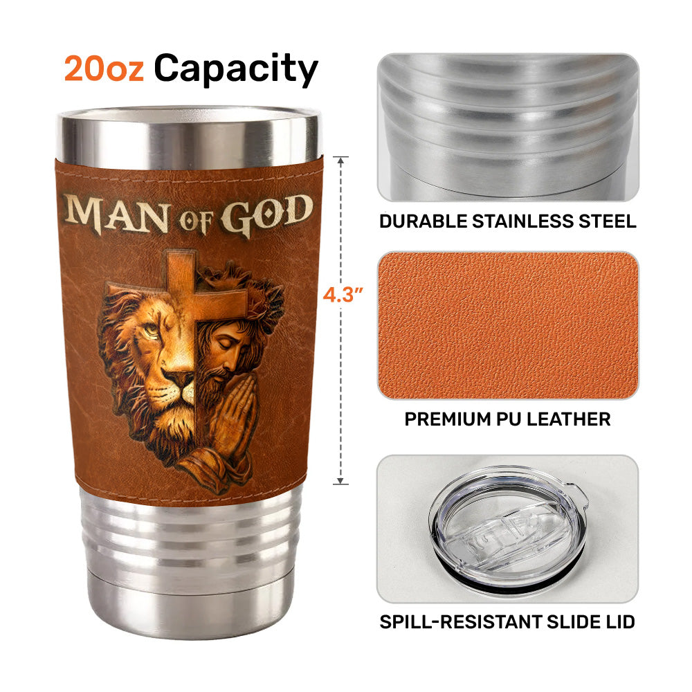 Man Of God | Personalized 20oz Leather Wrapped Tumbler