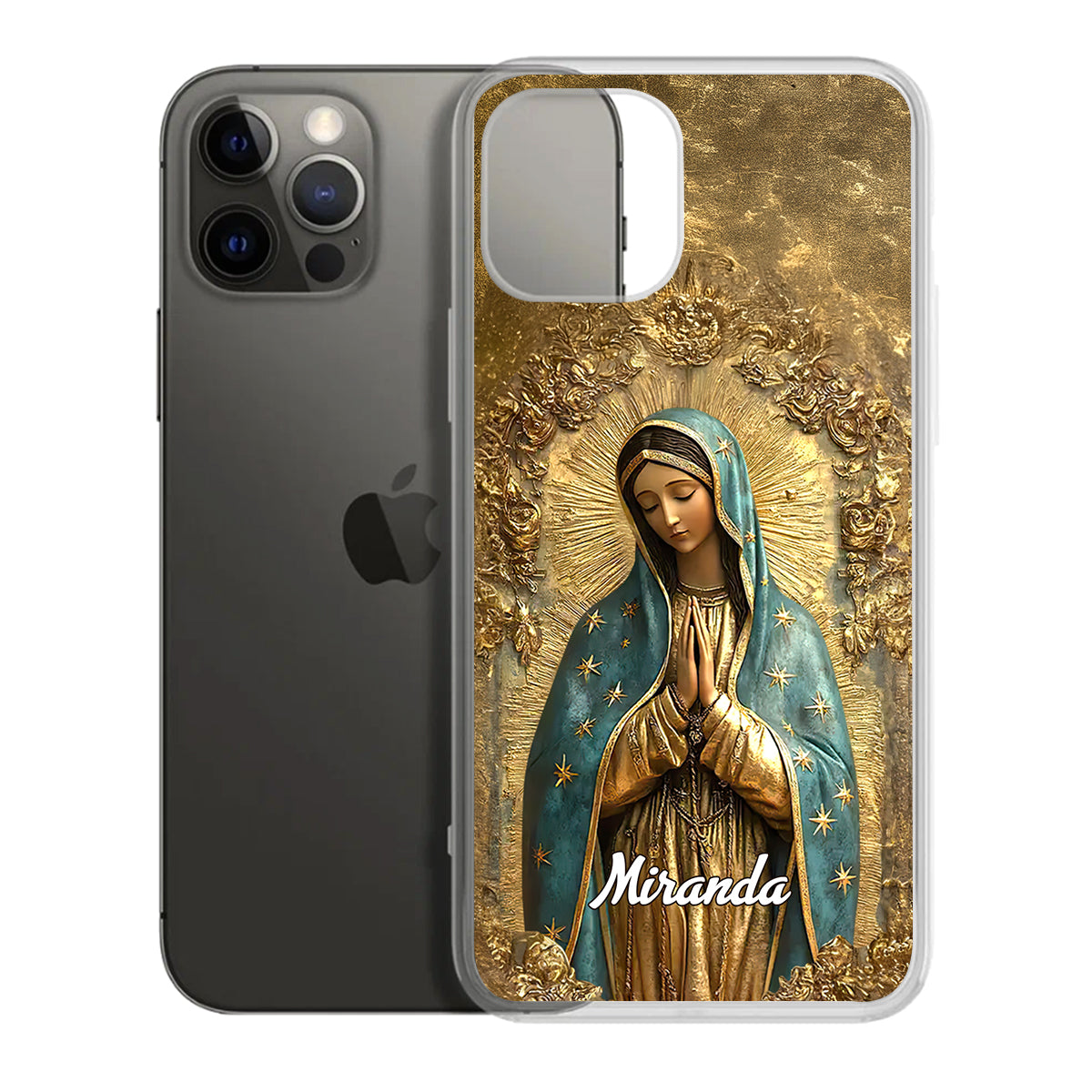 Vintage Style Virgin Mary | Personalized Clear Silicone Phone Case