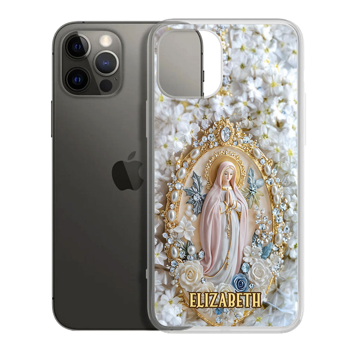 Holy Grace Virgin Mary | Personalized Clear Silicone Phone Case