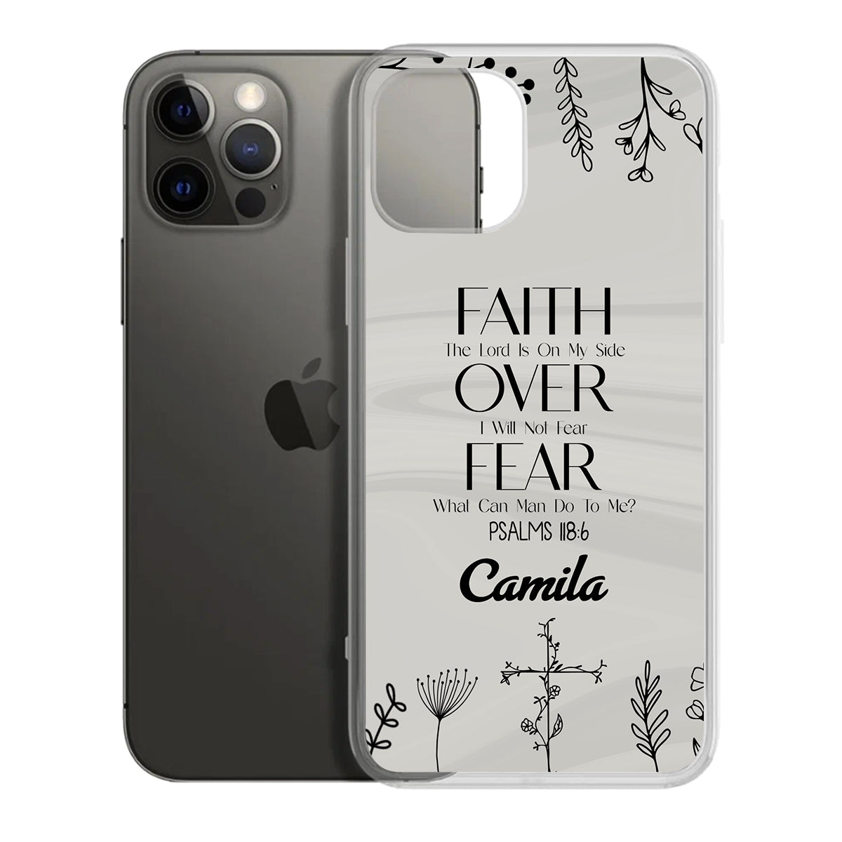 Minimalistic Faith Over Fear | Personalized Clear Silicone Phone Case