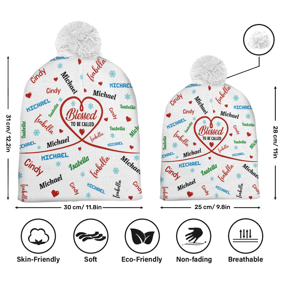 Blessed To Be Called Grandma | Personalized Bobble Beanie Hat