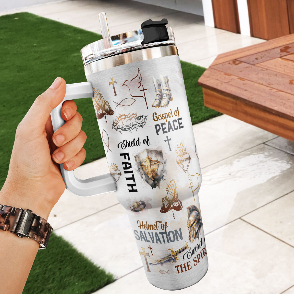 Put On The Full Armor Of God | Personalized Stainless Steel Tumbler JSSSTM1027