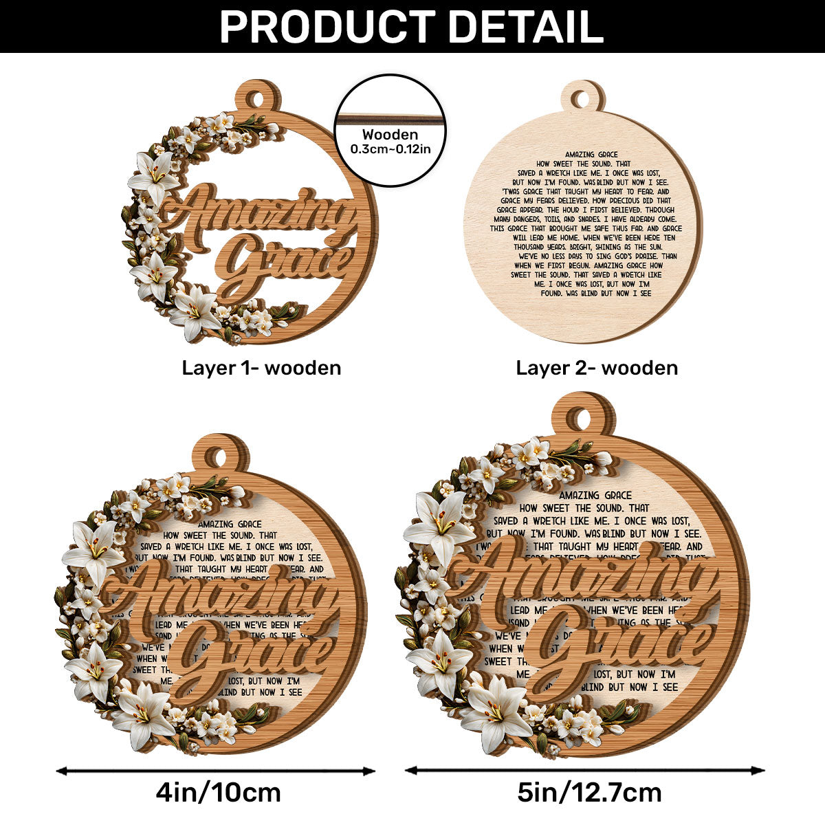 Amazing Grace | 2-Layered Wooden Ornament