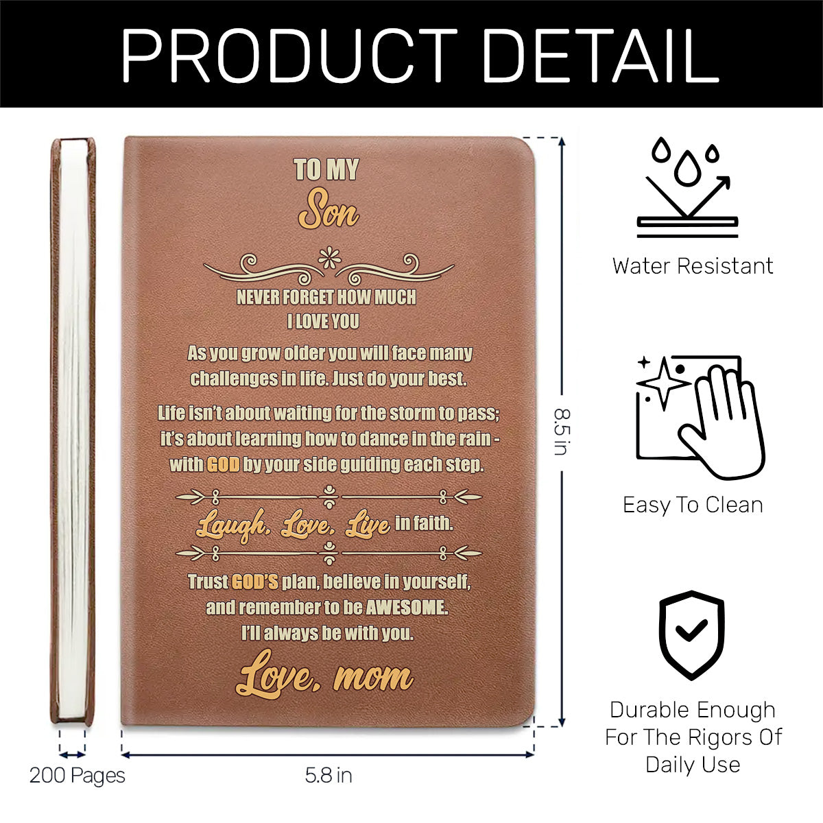 To My Son | Personalized Leather Cover Notebook