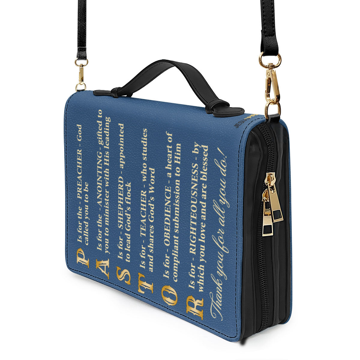 Jesuspirit | Thank You Pastor | Personalized Zippered Bible Cover With Handle | Christian Inspirational Gifts For Pastor BCNAM1002A