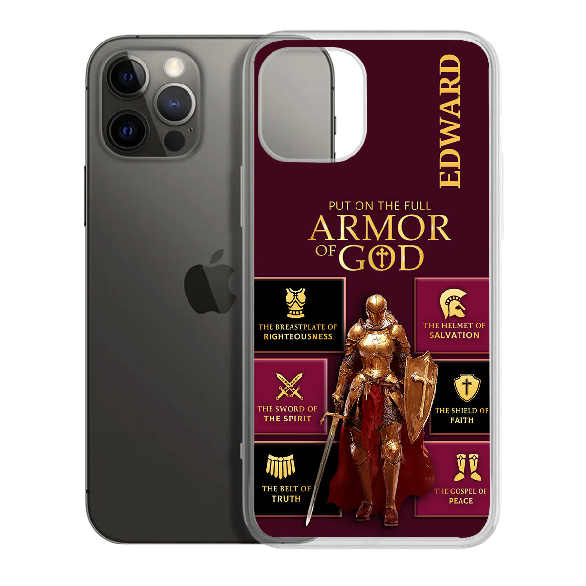 Put On The Full Armor Of God | Personalized Clear Silicone Phone Case