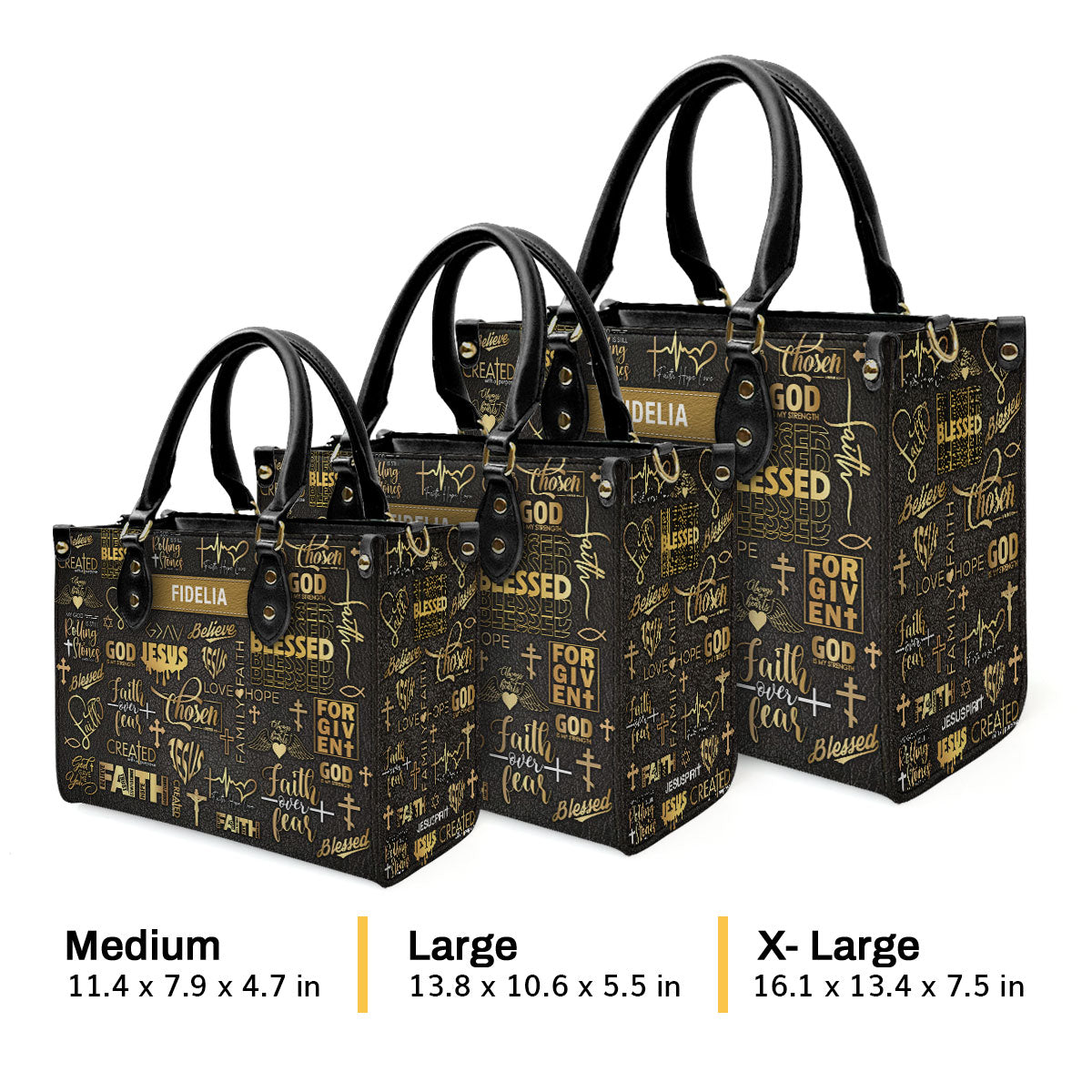 Faith Pray Jesus | Personalized Leather Handbag JSLHBHLPA1562TA