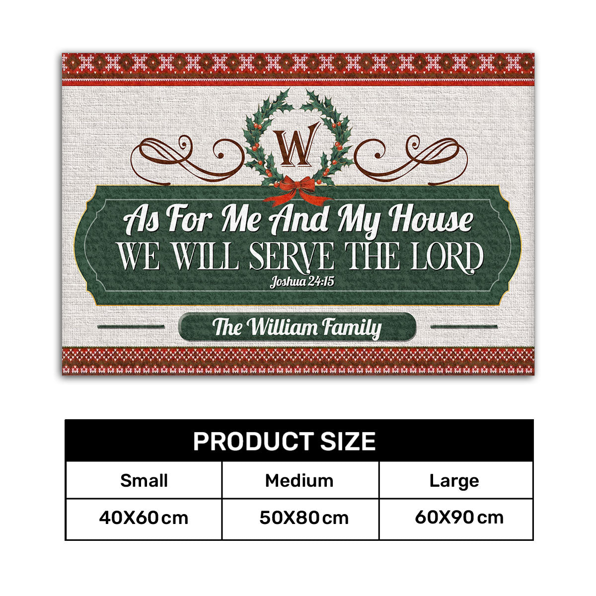 As For Me And My House We Will Serve The Lord | Personalized Doormat
