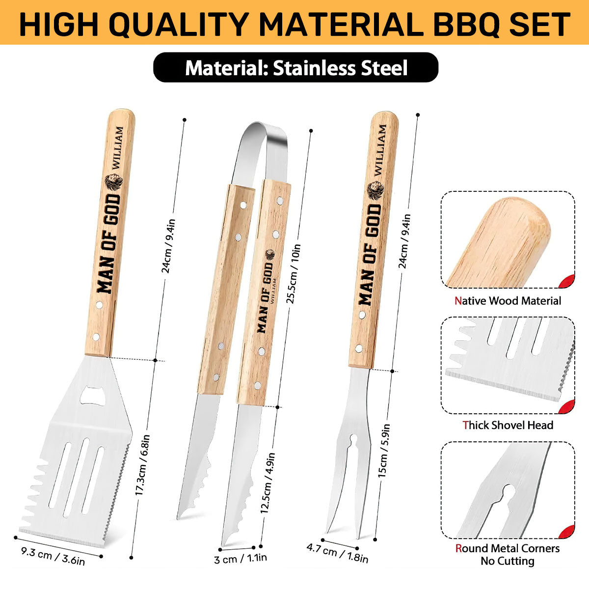 Man Of God | Personalized BBQ Spatula Or Tool Set