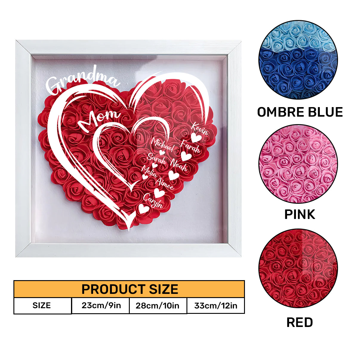Mommy's Hearts | Personalized Heart Flower Shadow Box