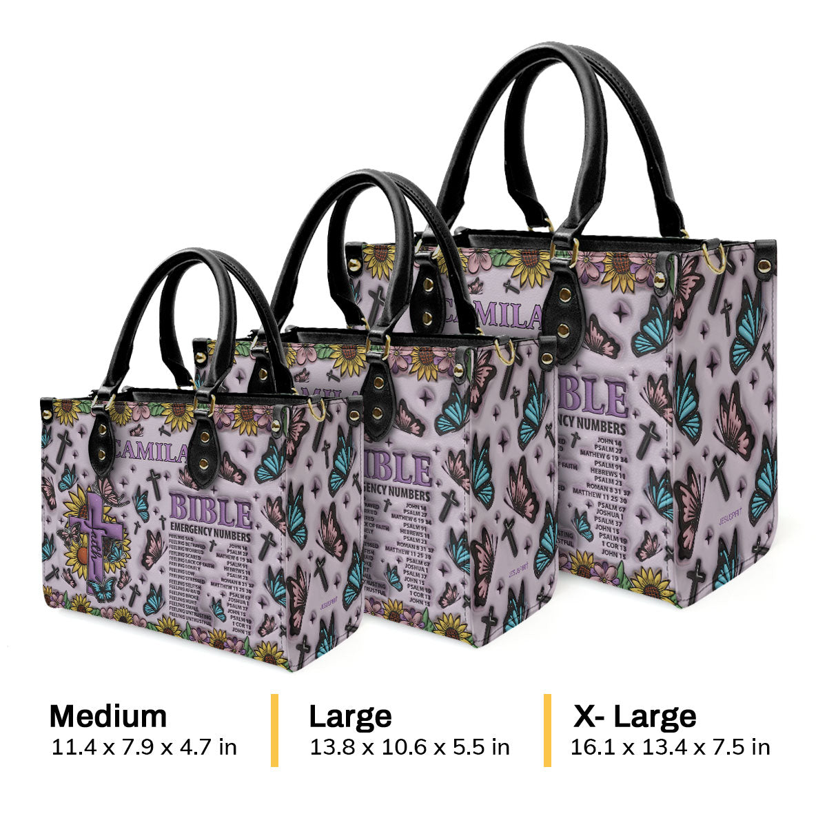 Bible Emergency Numbers | Personalized Leather Handbag JSLHBHA14