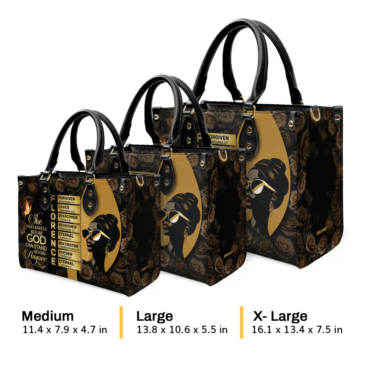 She Who Kneels Before God Can Stand Before Anyone | Personalized Leather Handbag