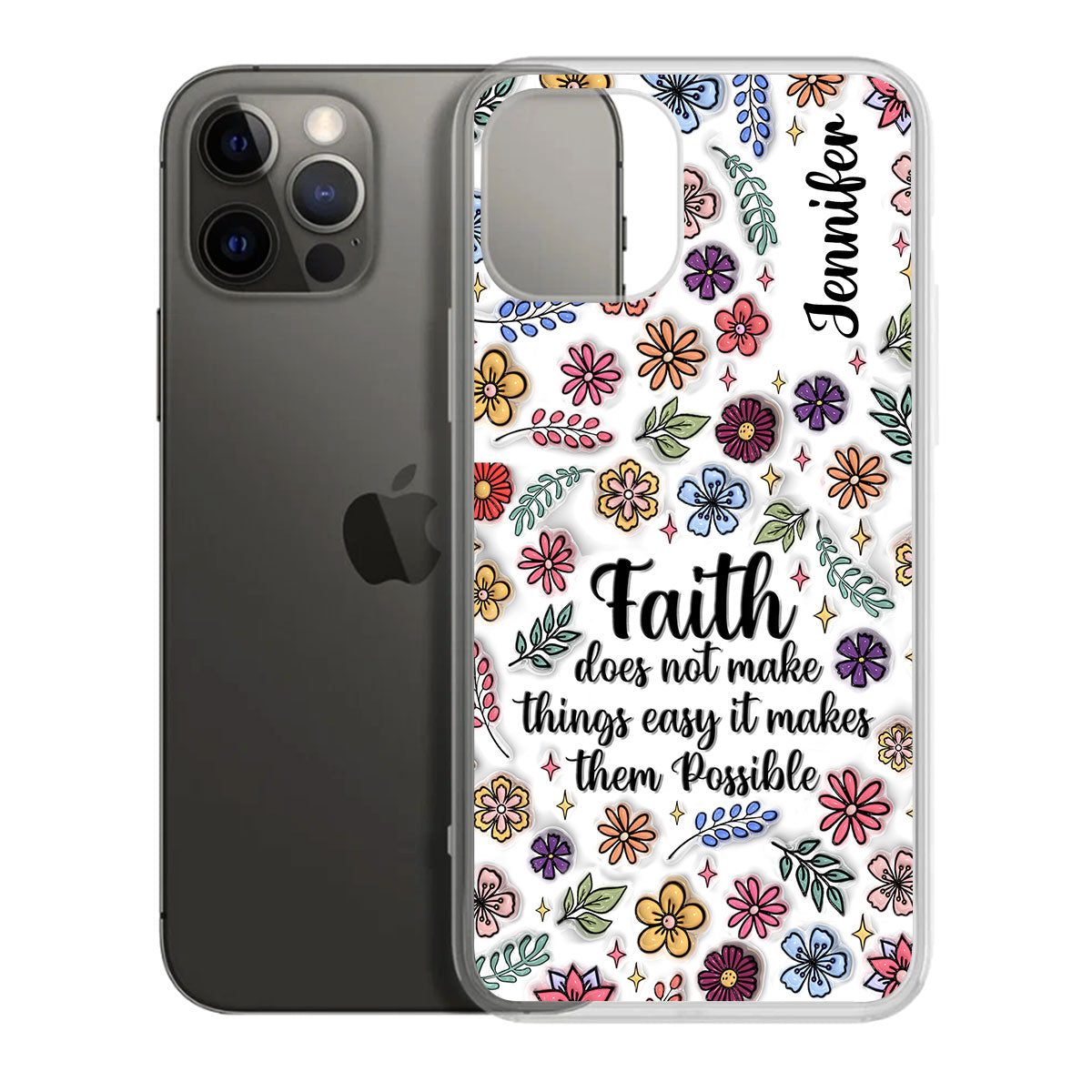 Faith Does Not Make Things Easy | Personalized Clear Silicone Phone Case