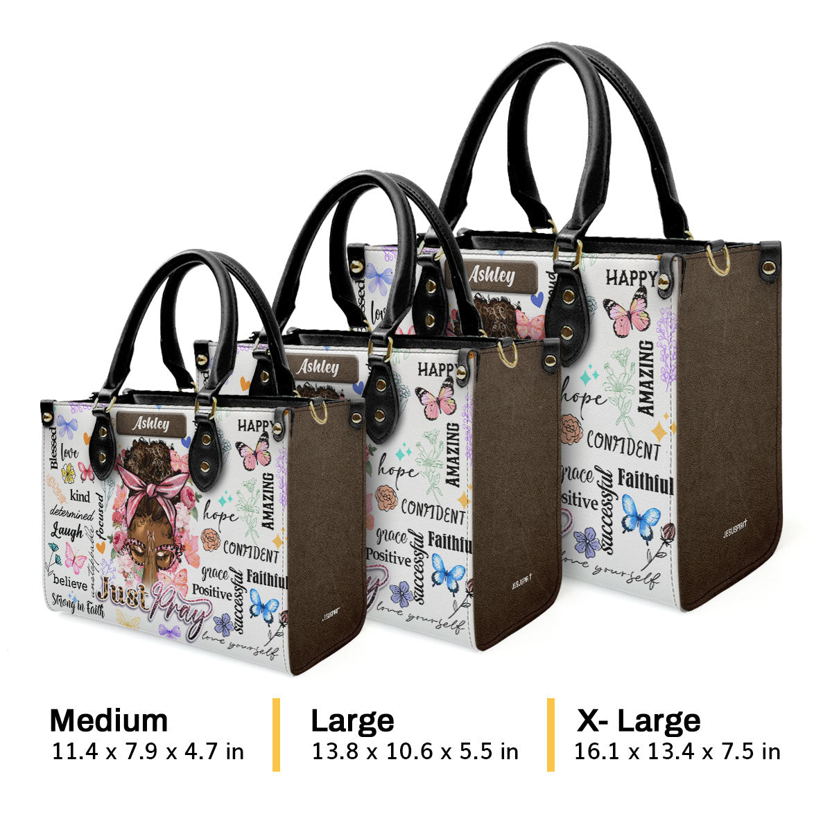 Just Pray | Personalized Leather Handbag JSLHBHLHA1366M