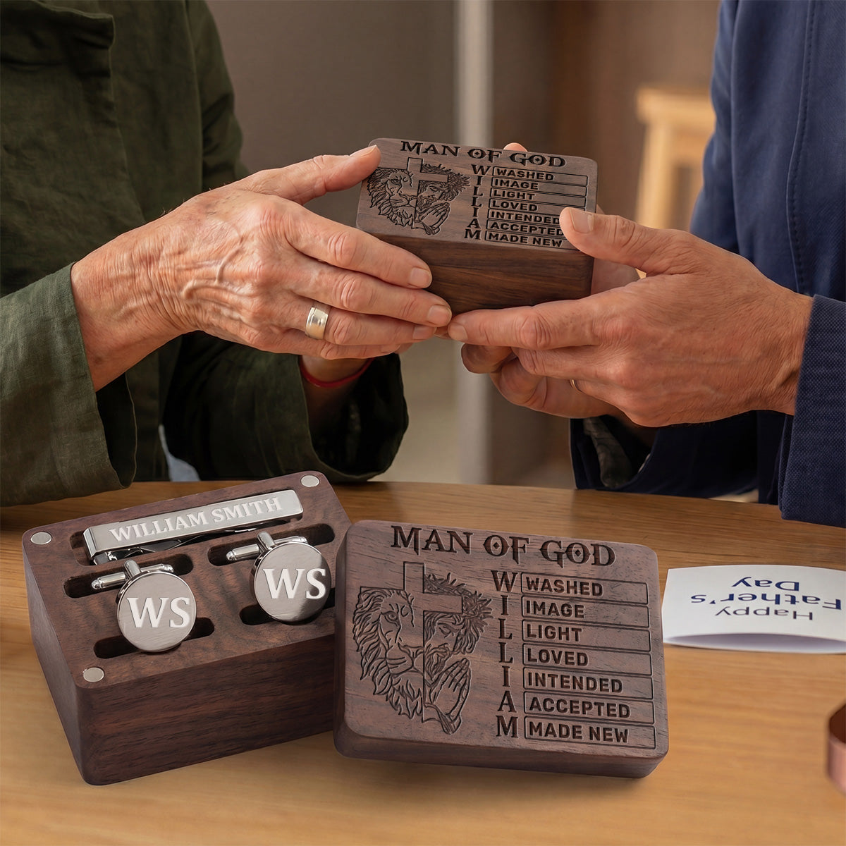 Man Of God | Personalized Tie Clip & Cufflinks Set