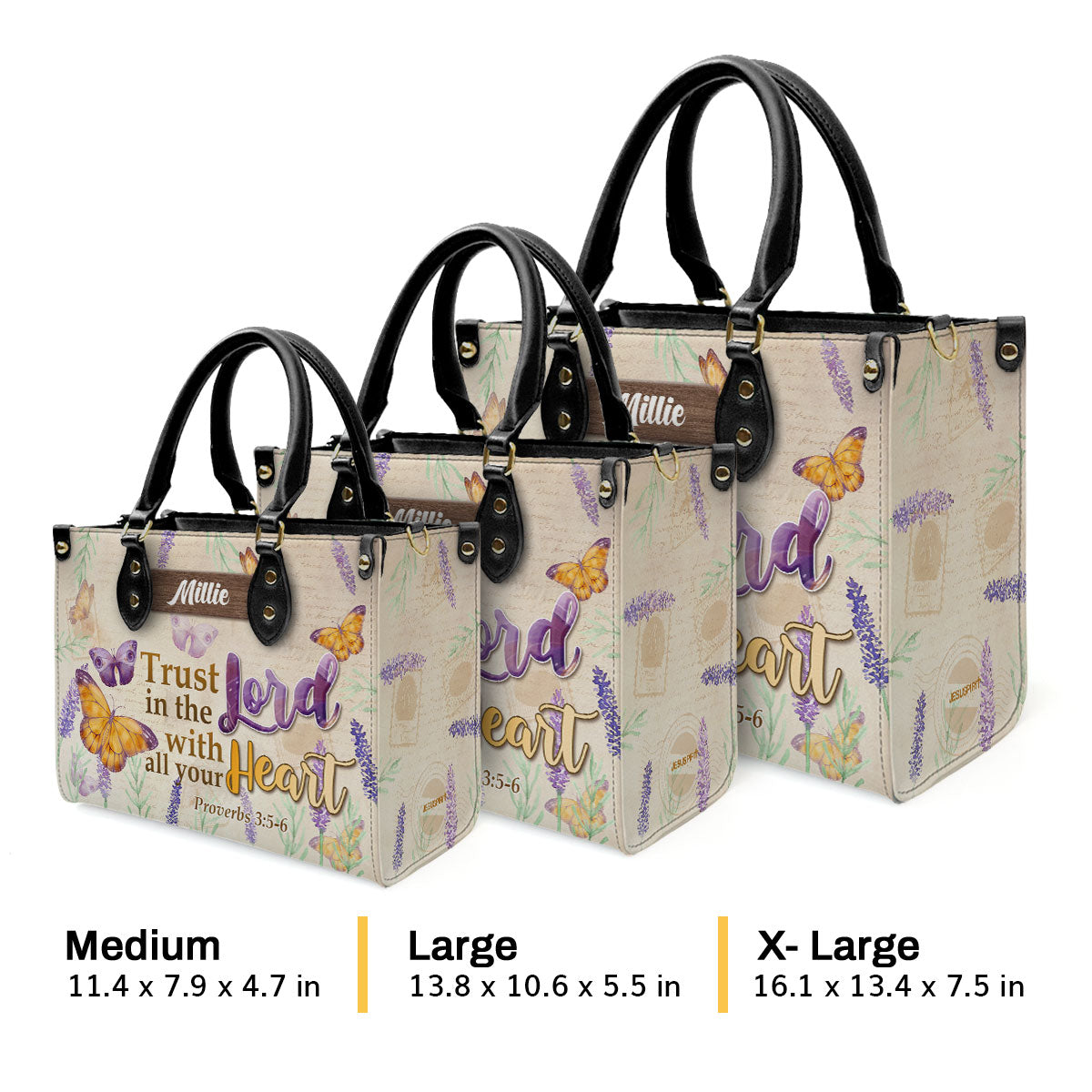Trust In The Lord With All Your Heart | Personalized Leather Handbag JSLHBPHA1316L