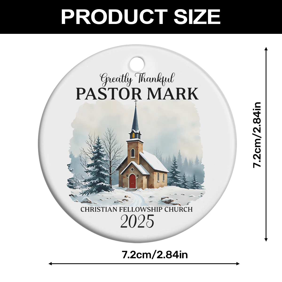 Greatly Thankful Pastor | Personalized Round Shaped Ceramic Ornament