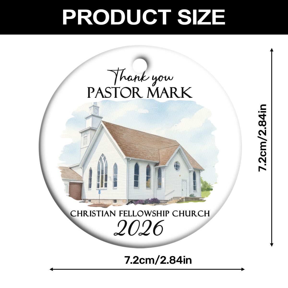Thank You Pastor | Personalized Round Shaped Ceramic Ornament