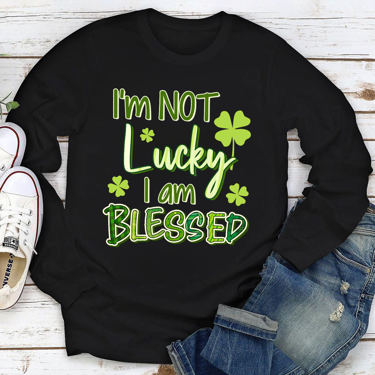 Simple Christian Unisex Long Sleeve - I‘m Not Lucky I Am Blessed NUHN375