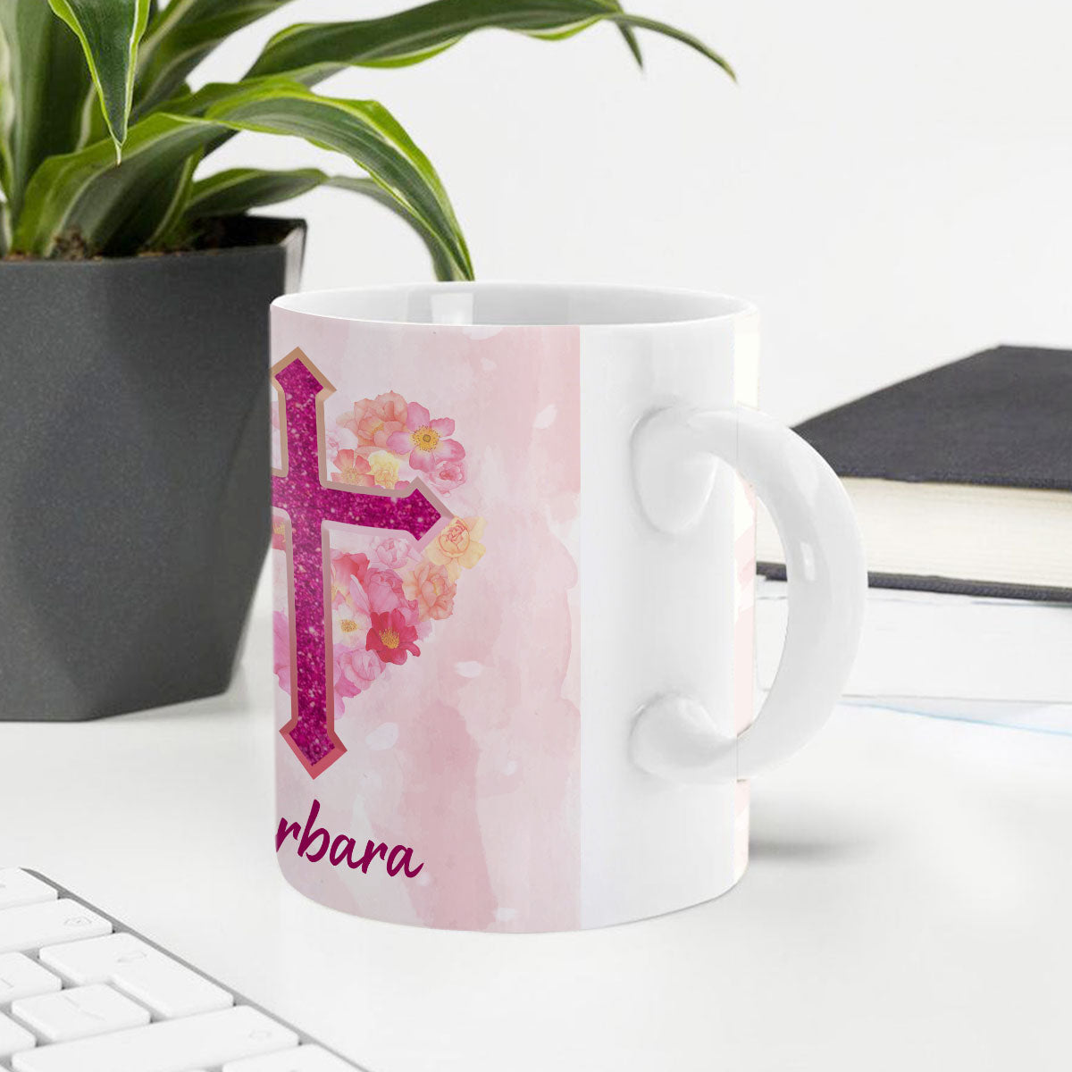 Sweet Personalized Cross White Ceramic Mug - Love Was Shaped Like A Heart But Actually Like A Cross NUHN222B