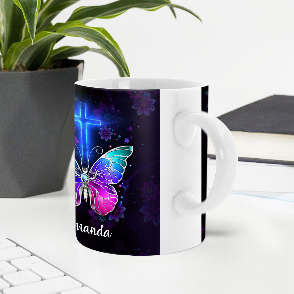 Jesuspirit | 1 Corinthians 16:14 | Cross And Butterfly | Let All You Do Be Done In Love | Personalized Ceramic Mug CCMH707