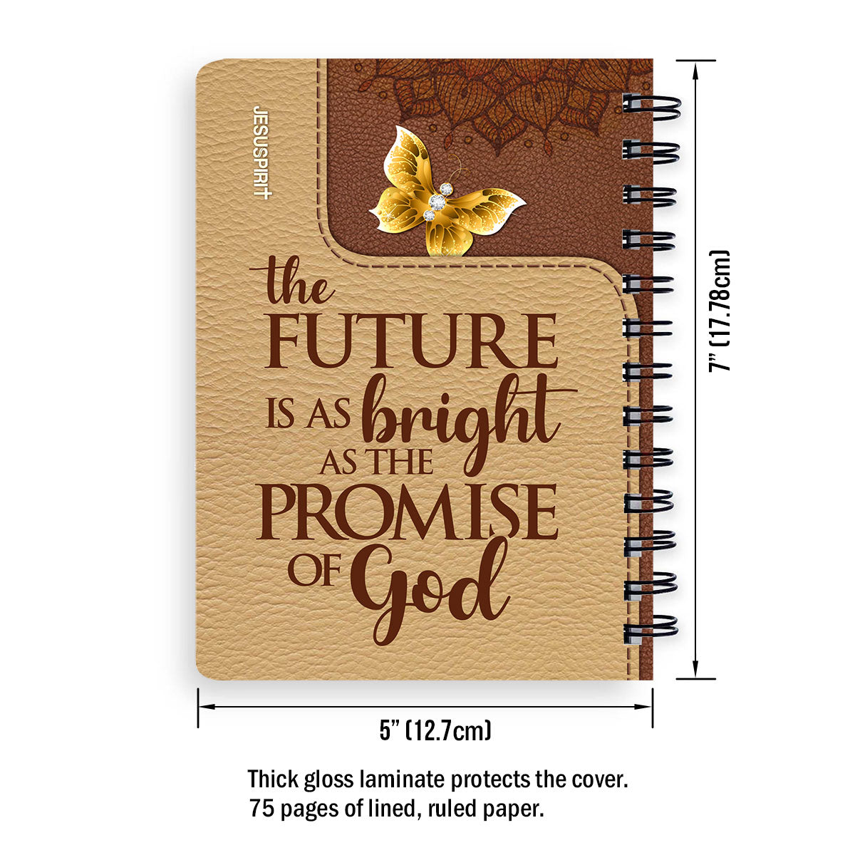 Jesuspirit | Personalized Spiral Journal | Butterfly And Flower | Scripture Gifts For Christian People SJH738