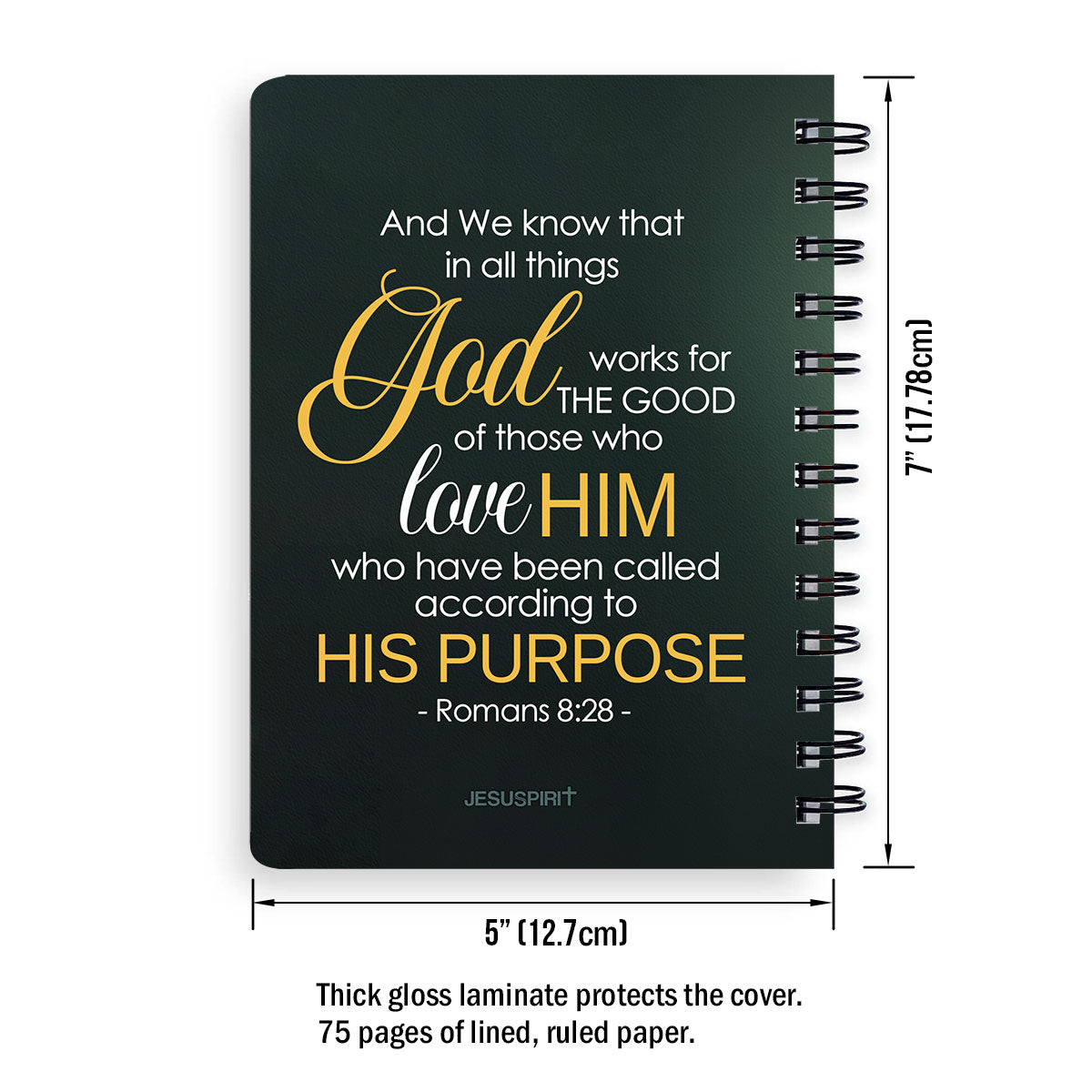 Jesuspirit | Spiritual Gift Of Faith For Christian People | Personalized Spiral Journal | Romans 8:28 SJH741