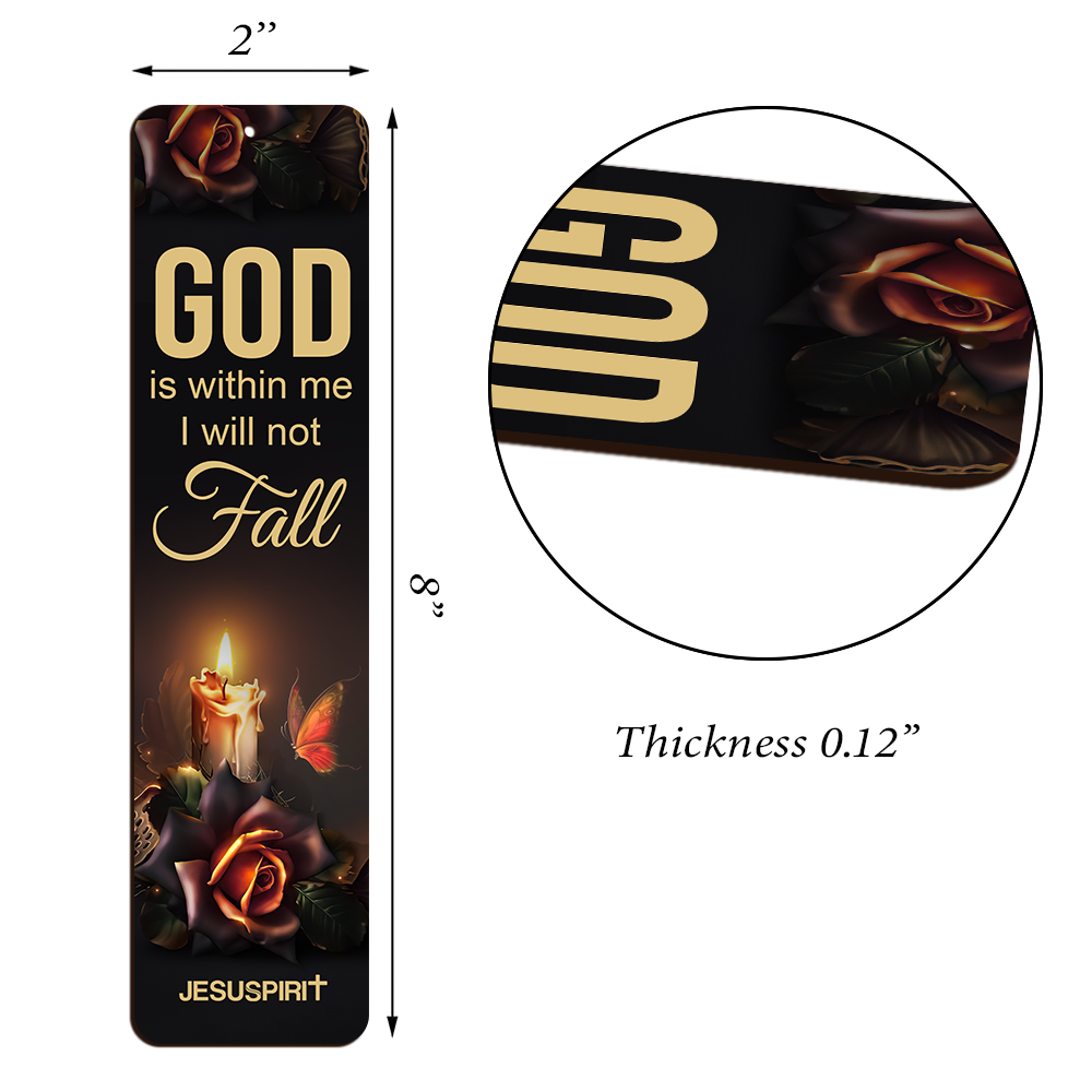 God Is Within Me, I Will Not Fall - Personalized Wooden Bookmarks BM25