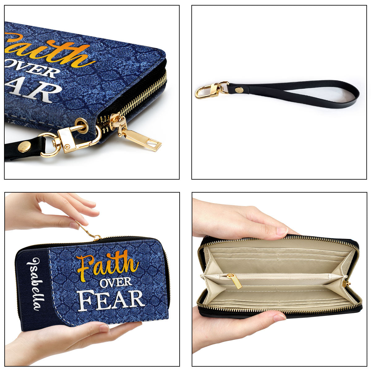 Jesuspirit | Personalized Sunflower Leather Clutch Purse | Christ Gifts For Religious Women | Faith Over Fear CPHN674
