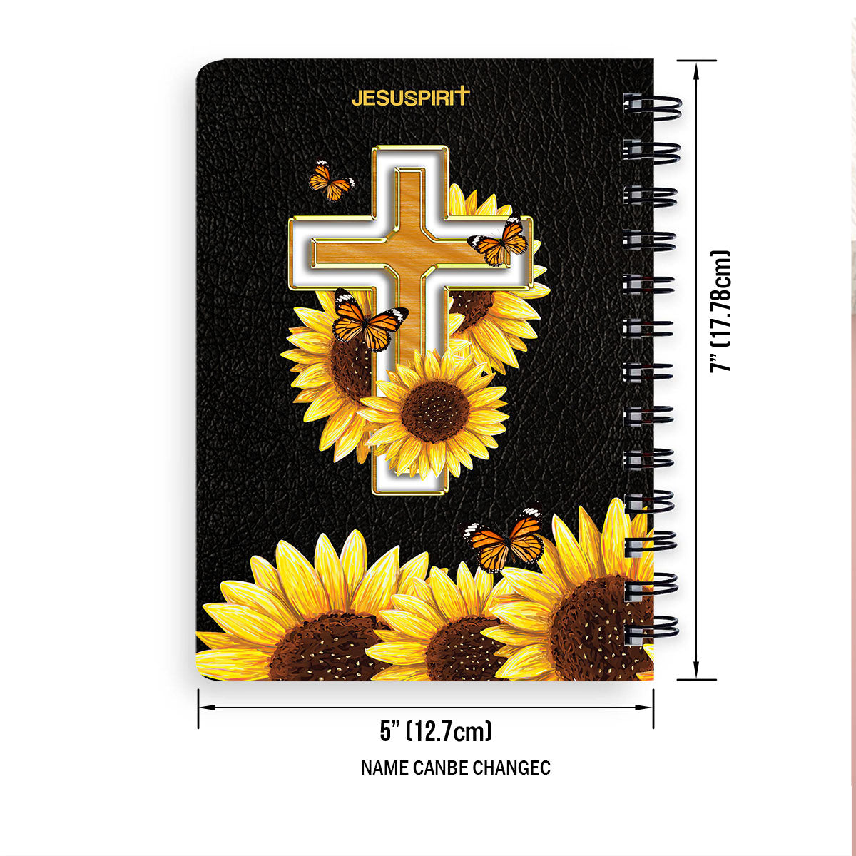 Jesuspirit Personalized Spiral Journal | I Can Only Imagine | Sunflower And Cross | Useful Gift For Church Members SJHN153