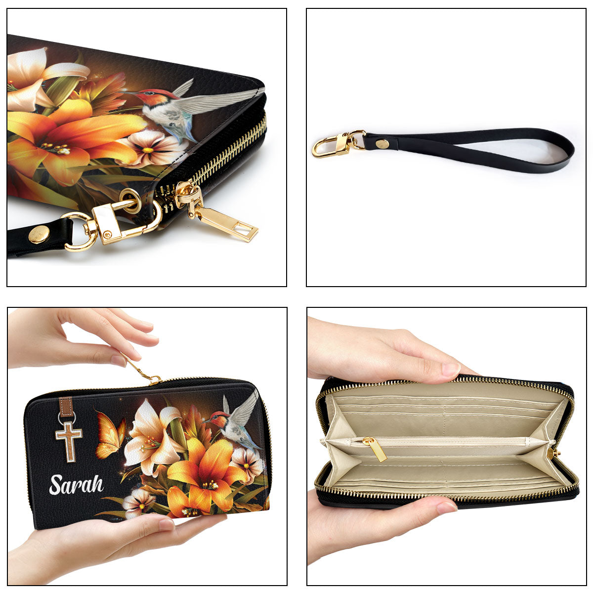 Jesuspirit | Isaiah 46:4 | I Will Sustain You And I Will Rescue You | Faith Gifts From God For Christ Women | Personalized Lily Zippered Leather Clutch Purse NUH294H