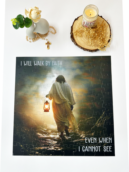 I Will Walk By Faith Even When I Cannot See | Square Jigsaw Puzzle JP134