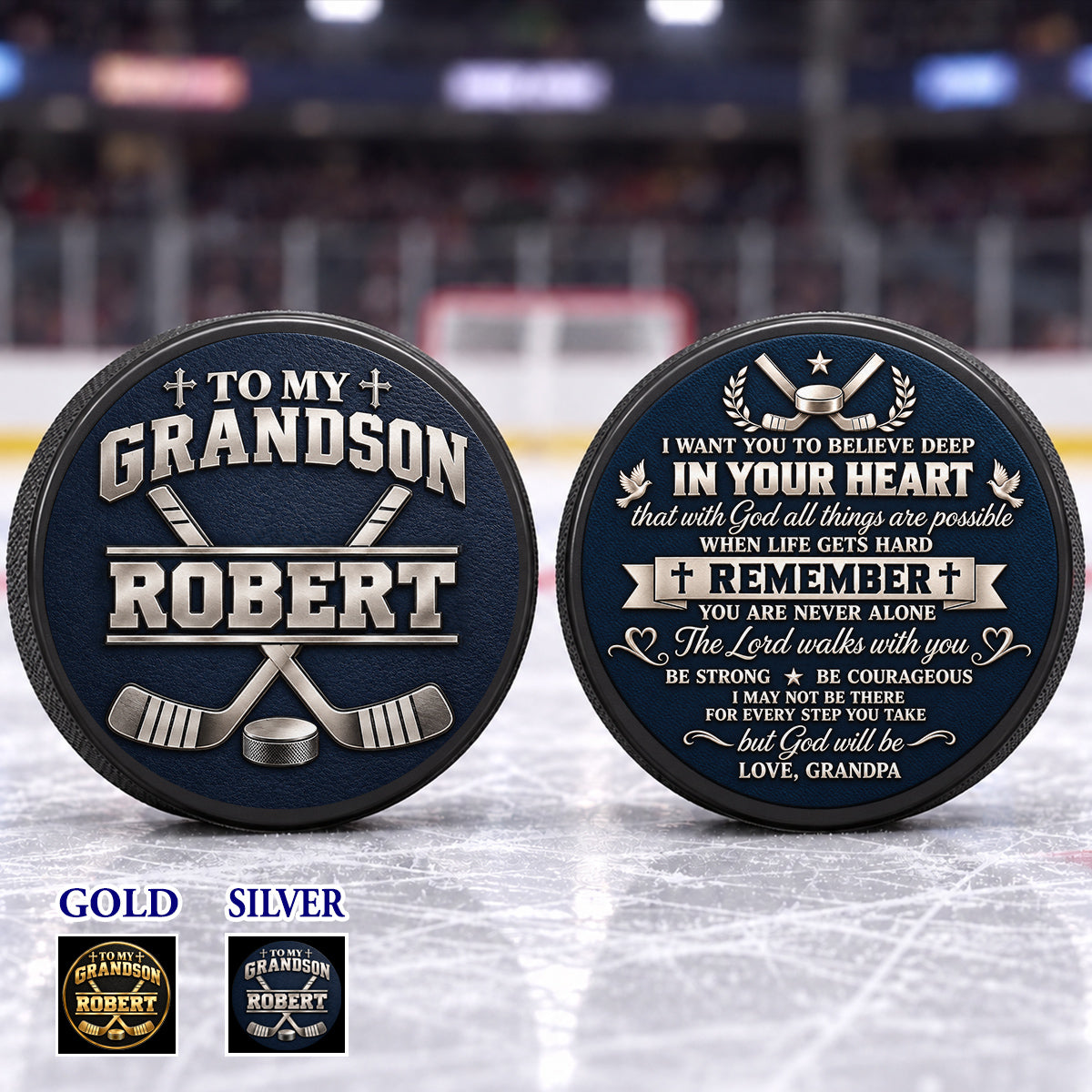 With God All Things Are Possible | Personalized Hockey Puck
