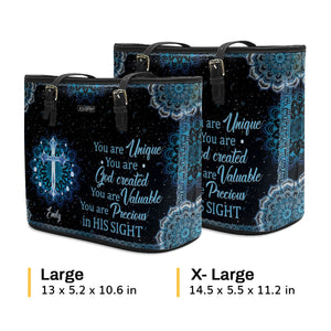 You Are Precious In His Sight - Personalized Large Leather Tote Bag AM253