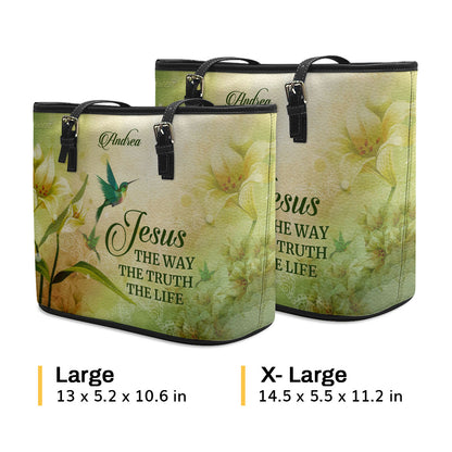 Awesome Personalized Large Leather Tote Bag - Jesus The Way The Truth The Life H06