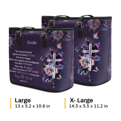 No Weapon Formed Against You Shall Prosper - Special Personalized Large Leather Tote Bag HH175E