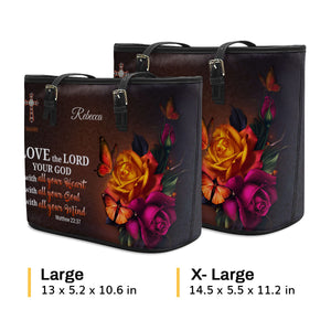 Special Personalized Large Leather Tote Bag - Love The Lord Your God With All Your Heart NUH469