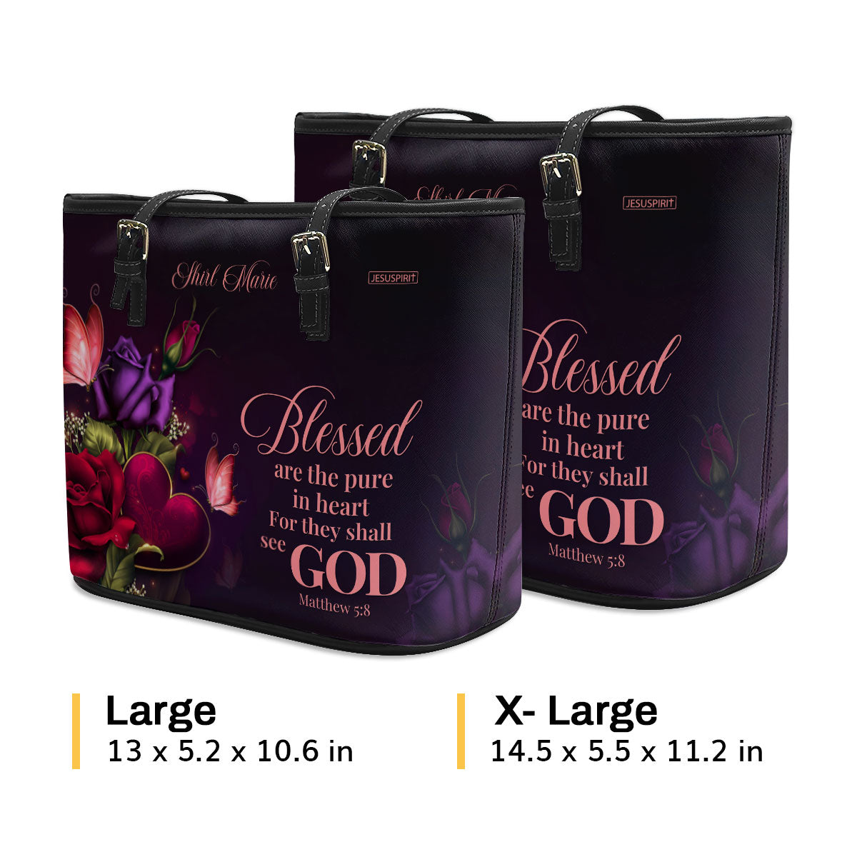 Blessed Are The Pure In Heart For They Shall See God - Beautiful Personalized Large Leather Tote Bag NUH472