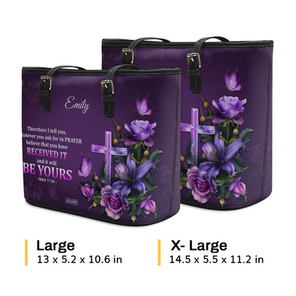 Beautiful Personalized Large Leather Tote Bag - Believe That You Have Received It NUH485