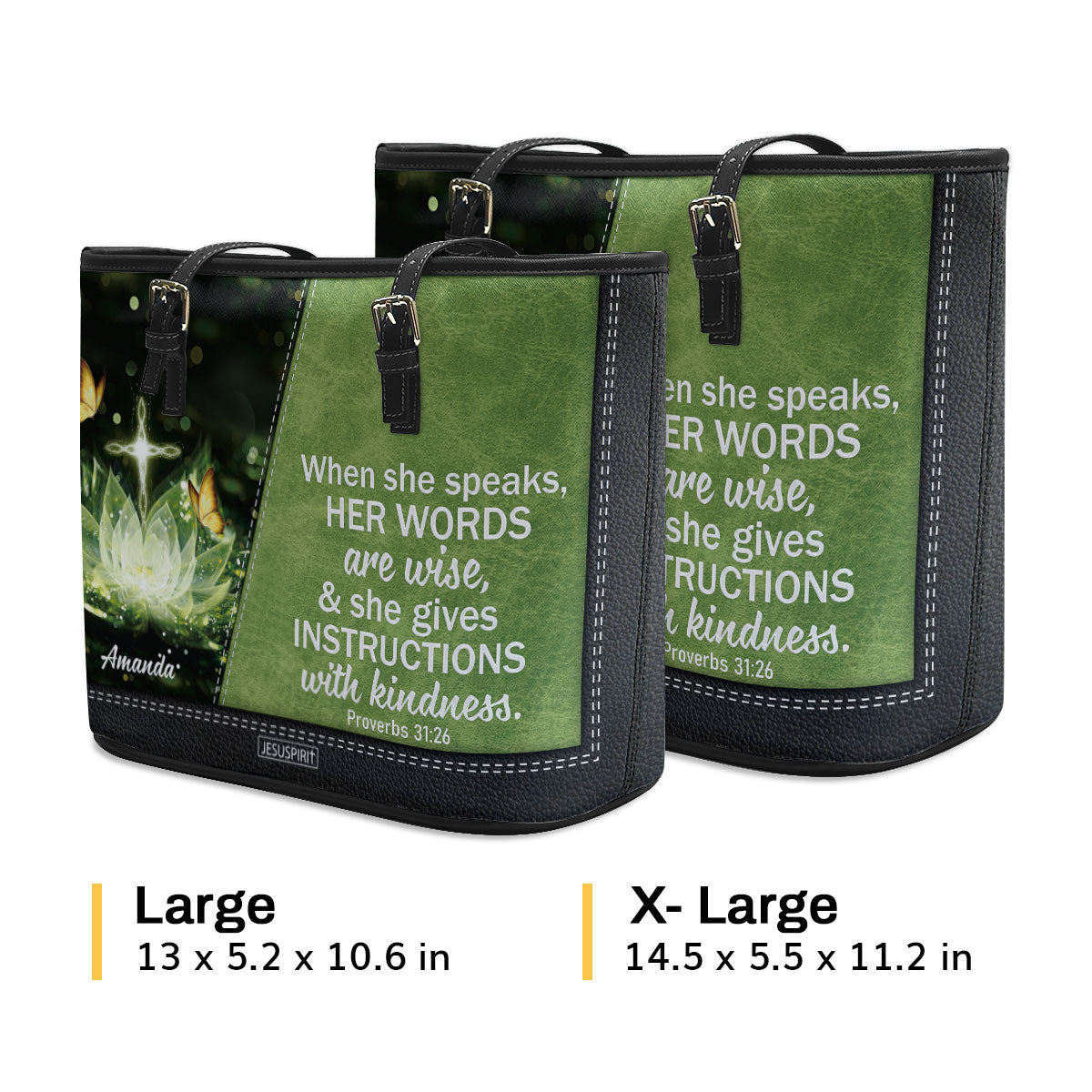 Awesome Personalized Large Leather Tote Bag - When She Speaks, Her Words Are Wise NUHN316