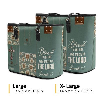 Stunning Personalized Large Leather Tote Bag - Blessed Is The One Who Trusts In The Lord NUM311