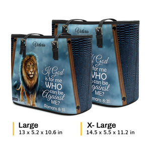 Must-Have Personalized Large Leather Tote Bag - If God Is For Me Who Can Be Against Me NUM461