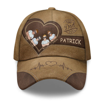 Best Papa Ever Heart - Personalized Classic Cap JSCCLN39