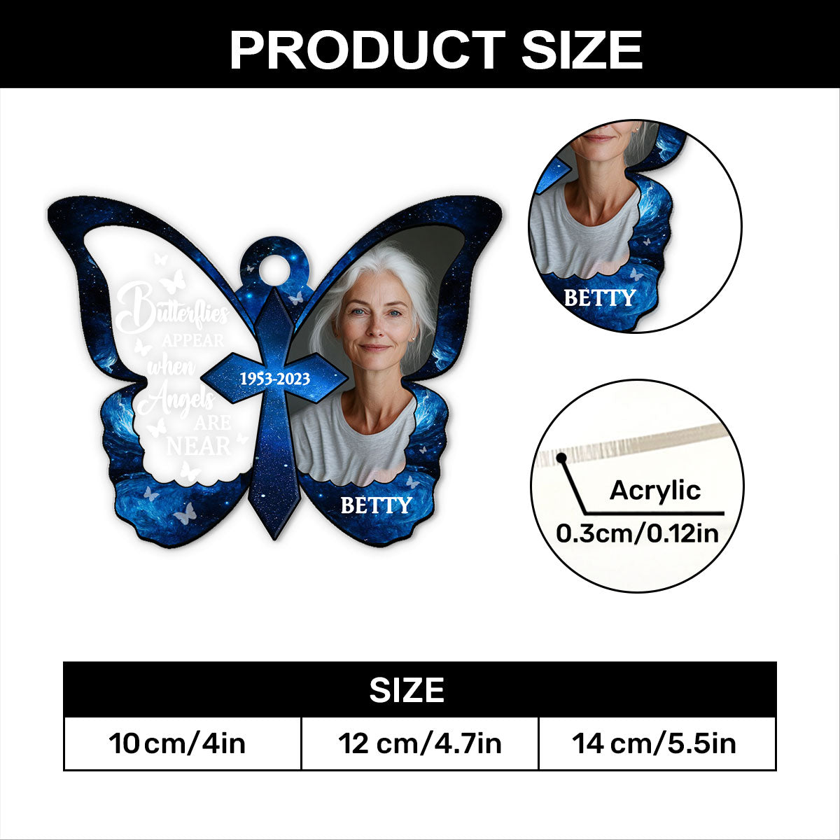 Butterflies Appear When Angels Are Near | Personalized 1-Side Acrylic Ornament JSACOHLPA2614L